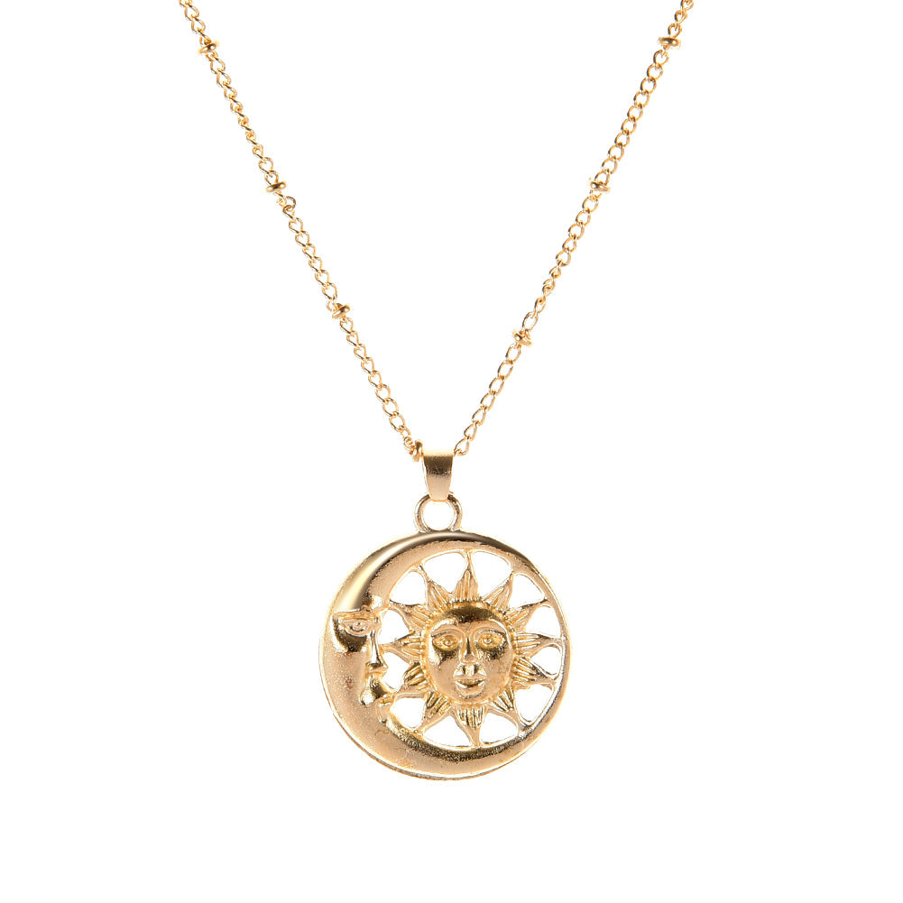 Temperament Fashion Alloy Sun Moon Necklace Women
