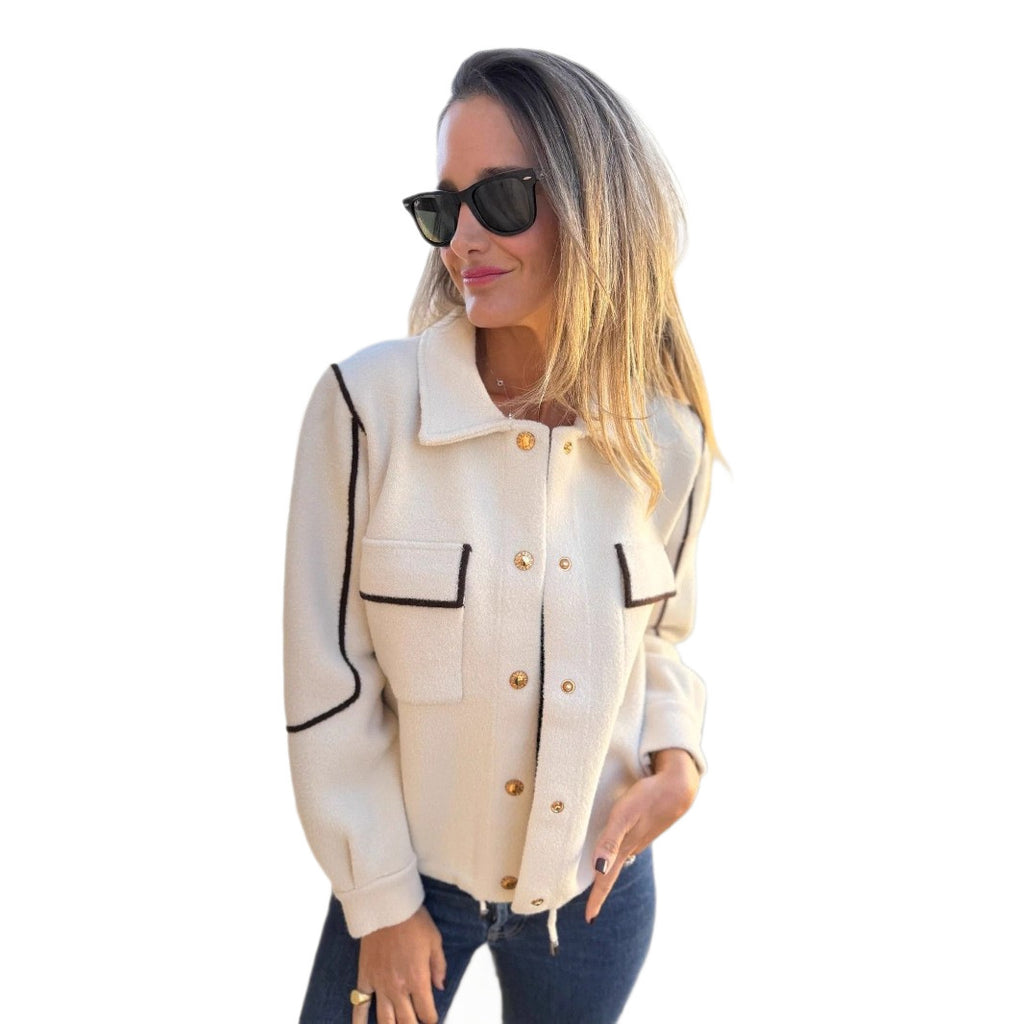 Temperament Commute Woolen Coat Women's Fall And Winter Lapels Fastener Decoration Short Jacket