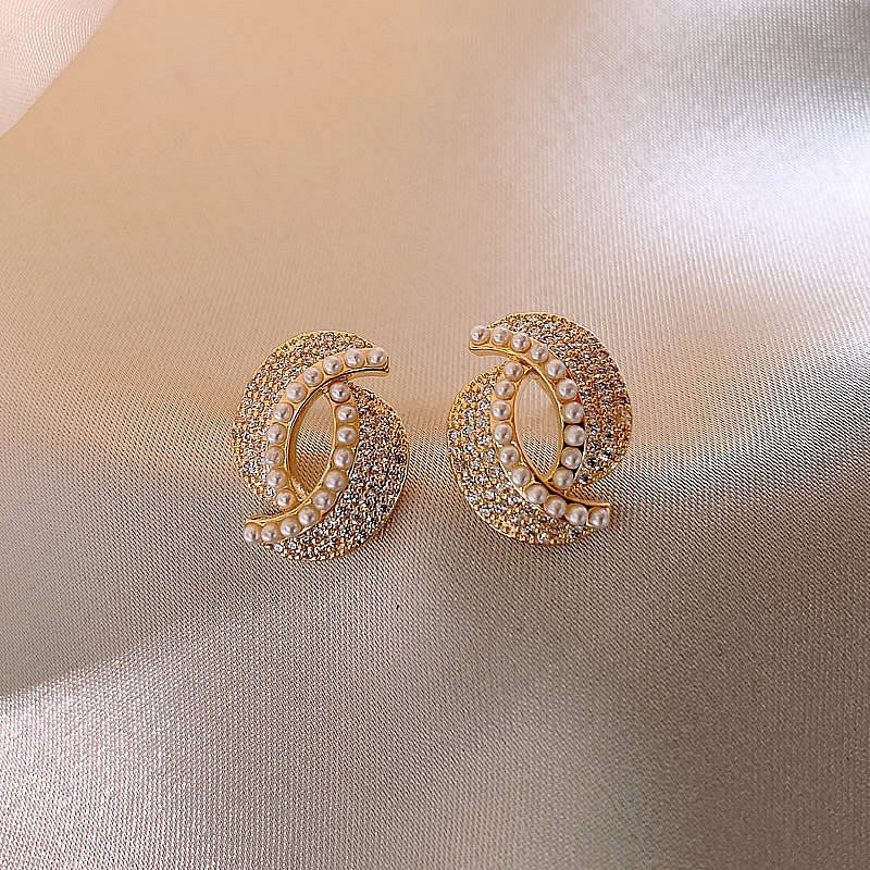 Full-jeweled Stud Earrings Women