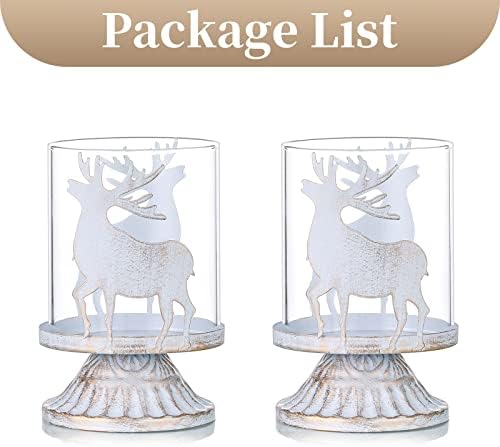 Vintage Metal Deer Candle Holders Set of 2 – Distressed Antique Christmas Centerpieces