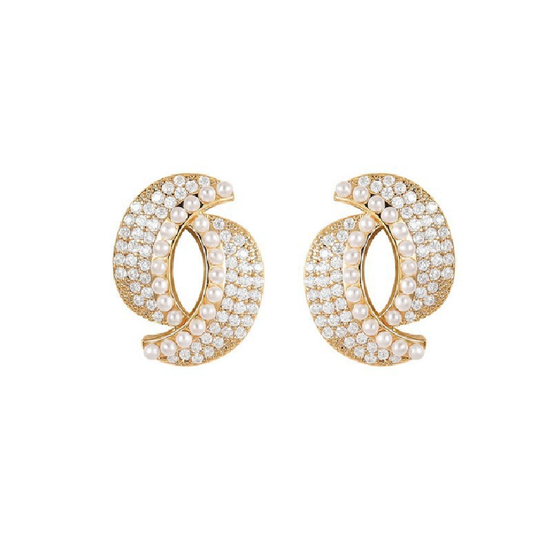 Full-jeweled Stud Earrings Women