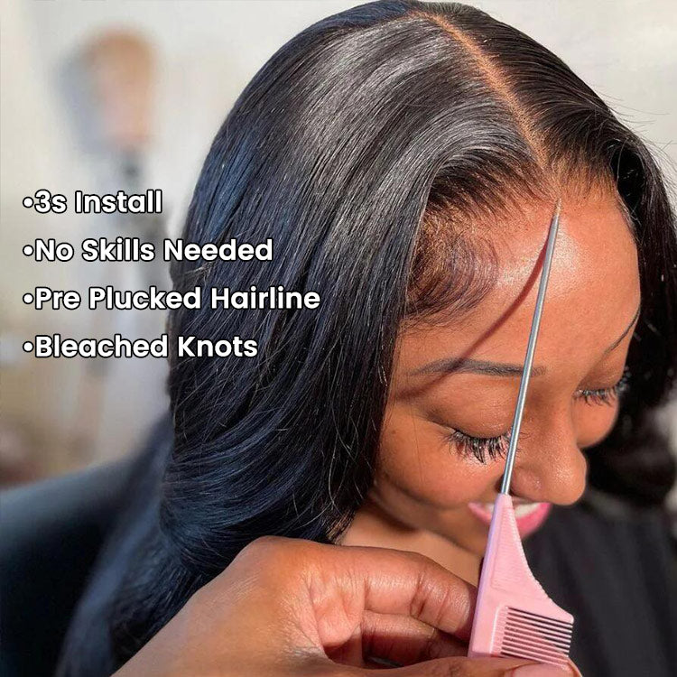 4x7 Lace Closure Wig Human Hair Natural Color Body Three-Dimensional  Wave Density