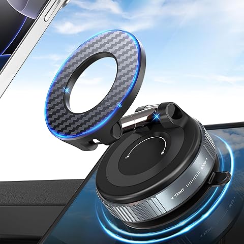 Magnetic Car Phone Holder 2025 – Vacuum Suction Mount 360° Adjustable for iPhone & Android