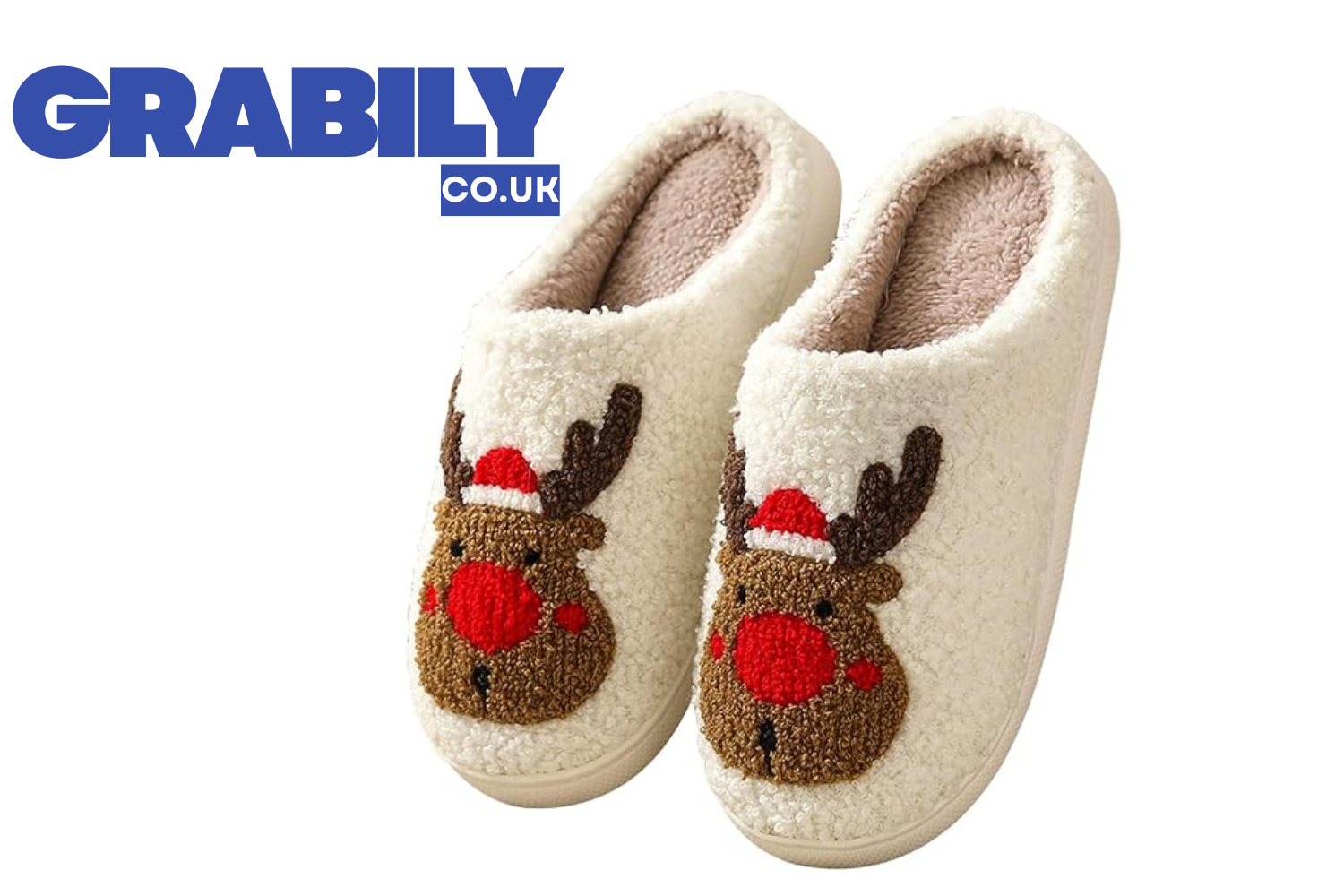 Christmas Slippers for Women & Men – Fluffy Reindeer, Santa, Cookie Man & Heart Motif – Warm Cozy Indoor Outdoor House Shoes, Anti-Slip, Perfect Xmas Gift